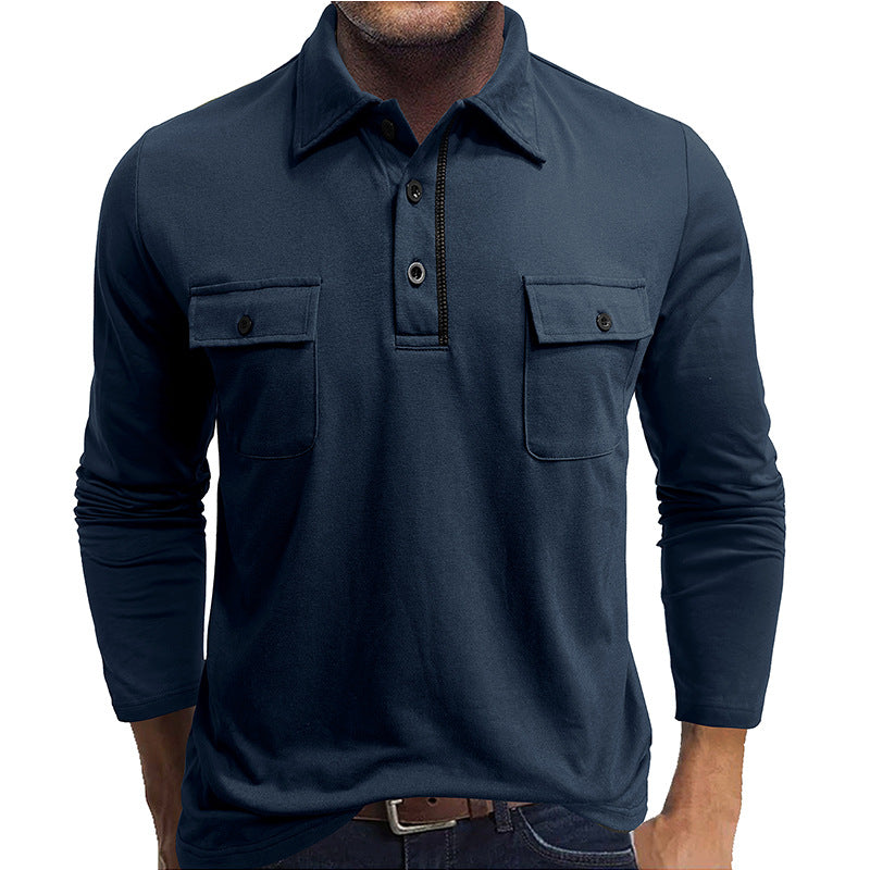 Drune | Poloshirts Baumwollmischung Reguläre Passform Lange Ärmel Klappentaschen