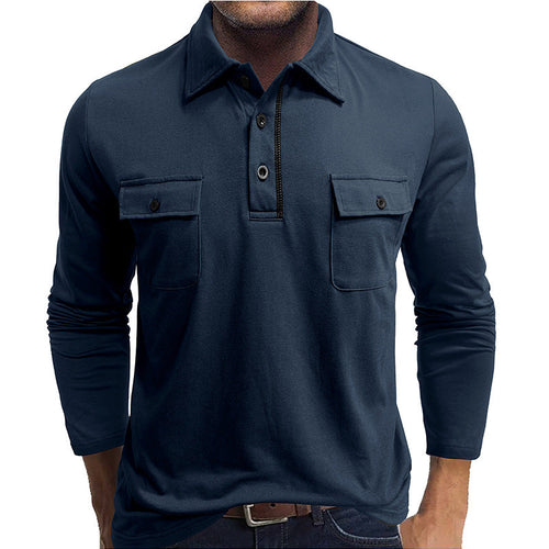 Drune | Poloshirts Baumwollmischung Reguläre Passform Lange Ärmel Klappentaschen
