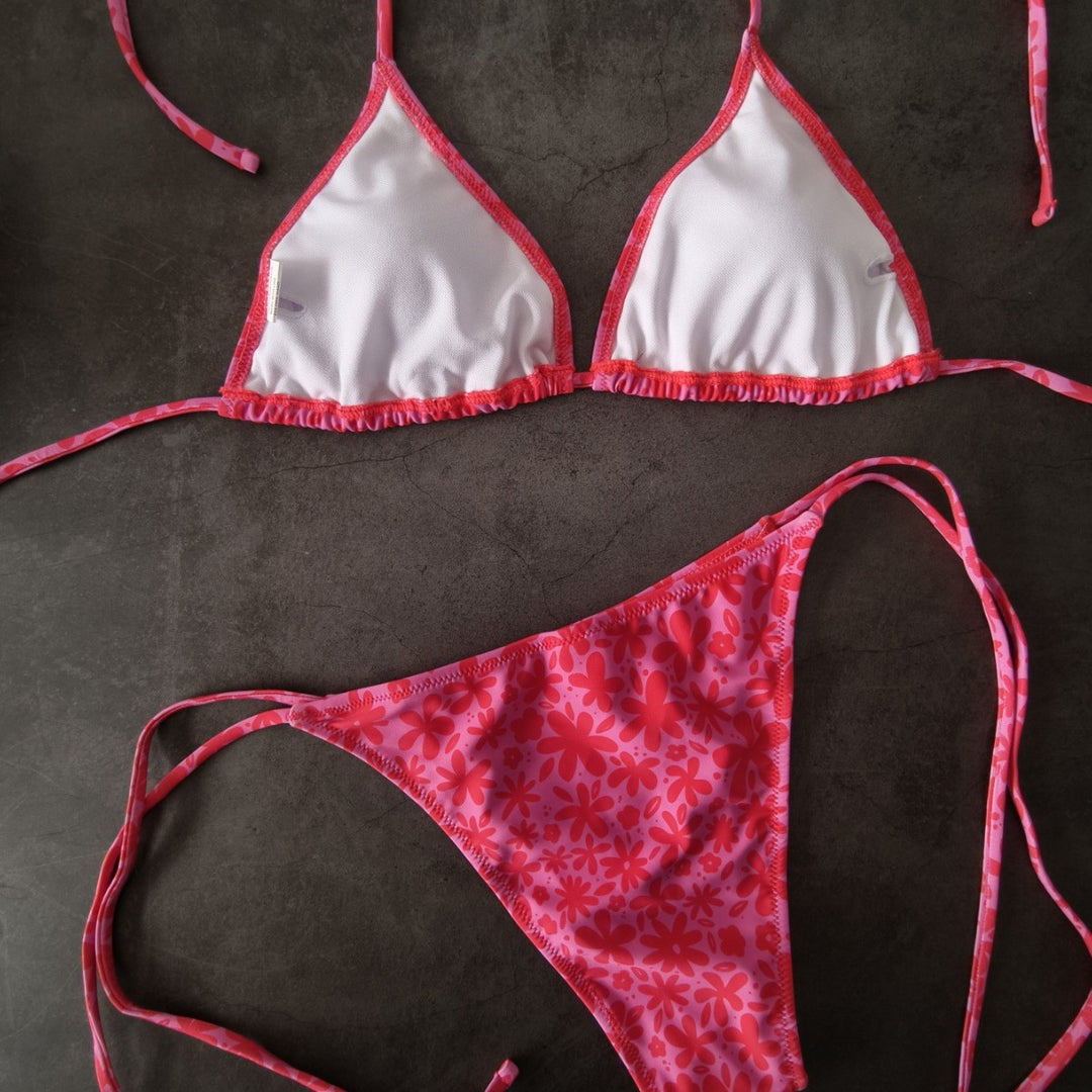 Damen Triangel-Bikini mit floralem Design Drune