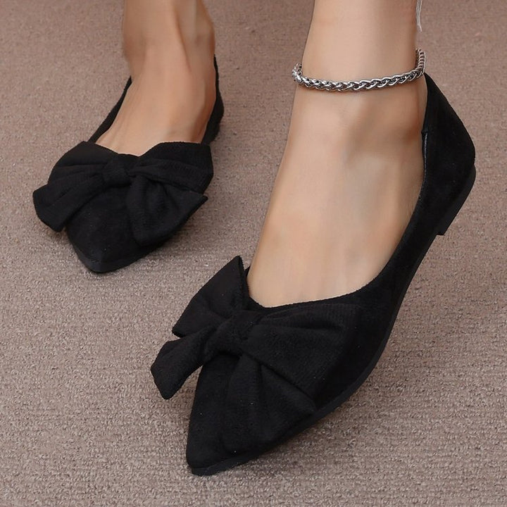 Damen nan spitze Ballerina-Slipper mit dekorativer Schleife und gepolstertem Komfortfußbett Drune