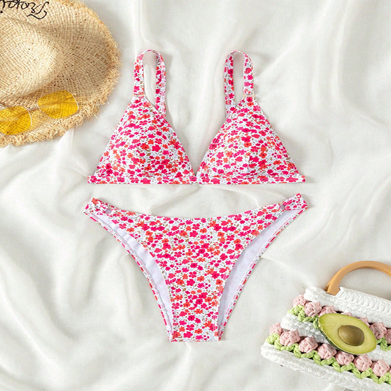 Damen Triangel-Bikini mit romantischem Blumenmuster Drune