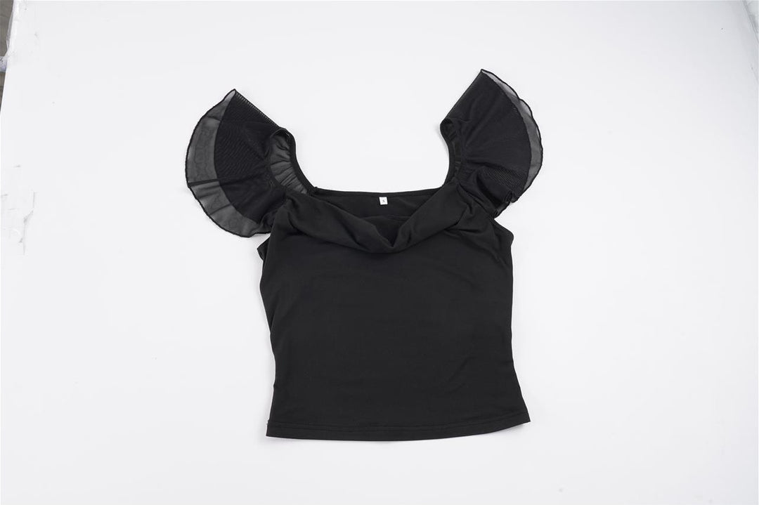 Damen Kurzarmoberteil mit transparenten Puffärmeln Drune