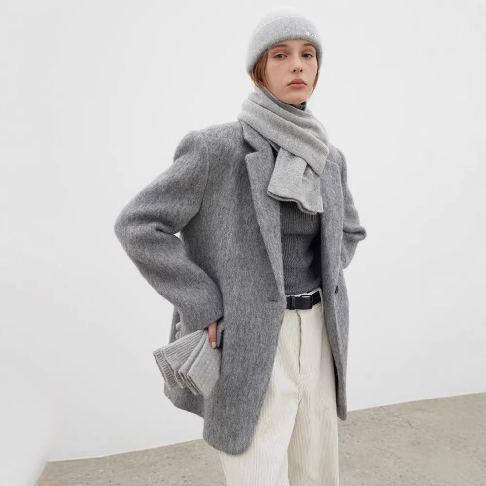 Damen Eleganter und kuscheliger Wollblazer mit modernem Schnitt Drune