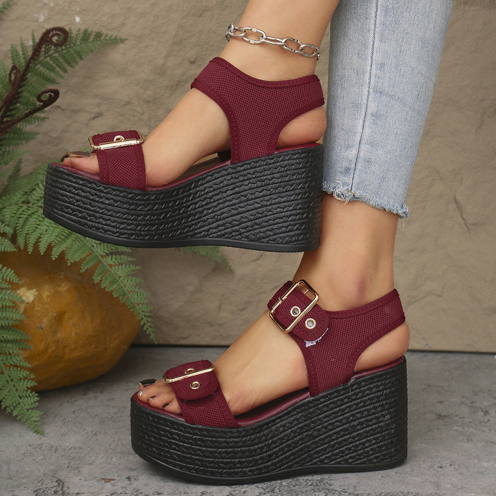 Damen Wedge-Sandalen mit verstellbaren Schnallen und rutschfester Sohle Drune