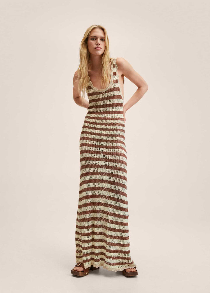 Damen Maxikleid mit gehäkeltem Muster Drune