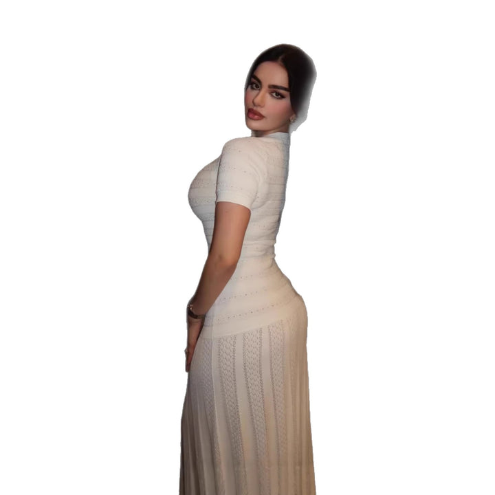 Damen elegantes Strickkleid mit durchgehendem Knopfverschluss Drune