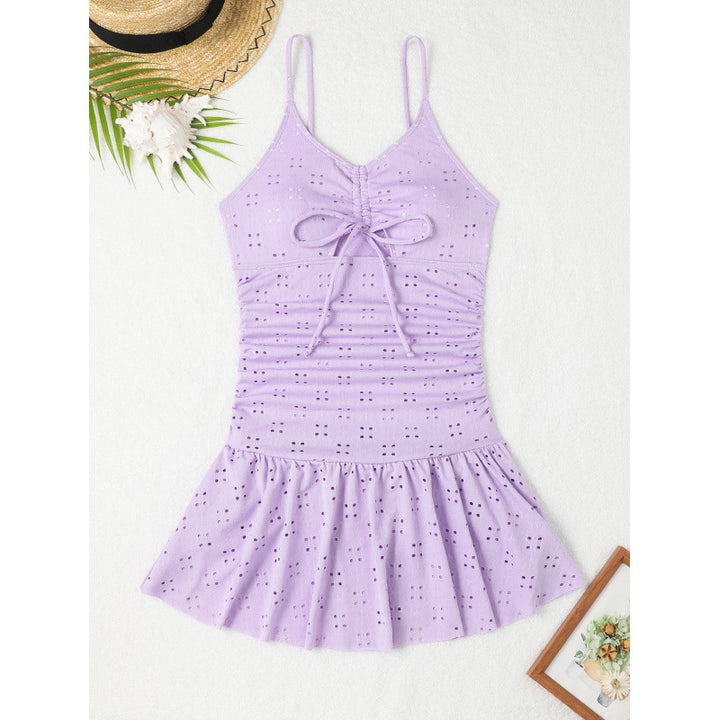 Damen Badekleid mit Rüsche und verstellbarem Schnürdetail Drune
