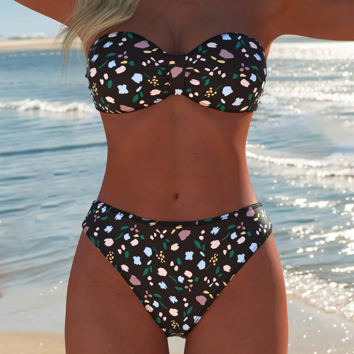 Damen Sportliches Bikini-Set mit Wickeldesign und hohem Bund Drune