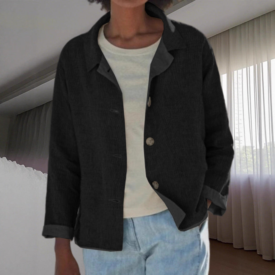 Damen Leichte und lässige Baumwolljacke mit geknöpften Details Drune