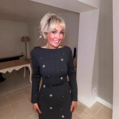 Damen schicke Cocktailkleid mit dekorativen Perlen Drune