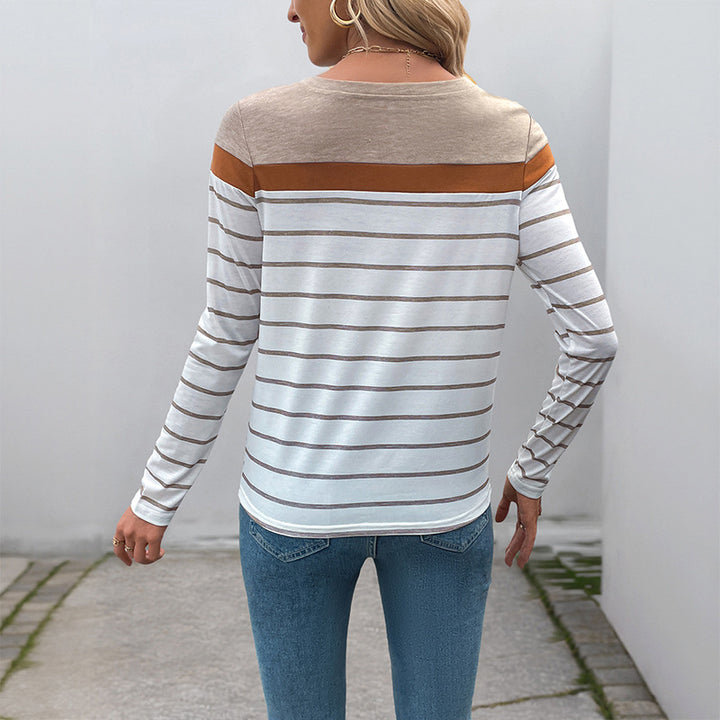 Damen Langarmshirt mit gestreiftem Design und innovativem Farbblock Drune