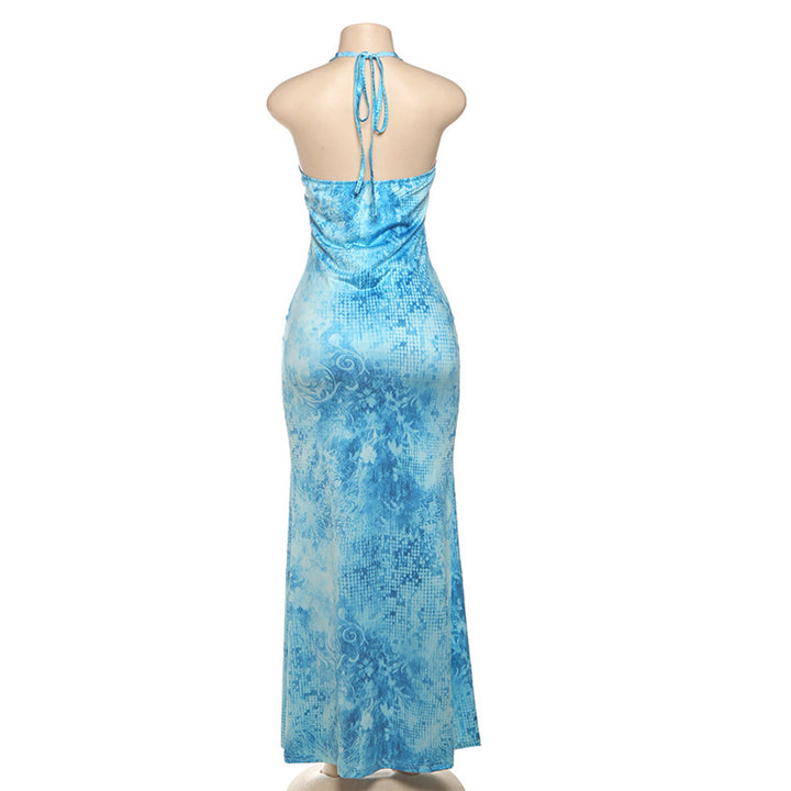 Damen Maxikleid mit raffiniertem Rüschendesign und tiefem V-Ausschnitt Drune