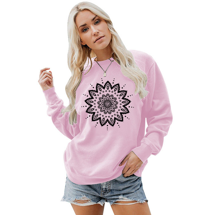 Damen Sweatshirt mit kreativem Mandala-Design und lässigem Schnitt Drune