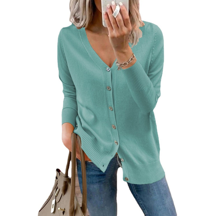 Damen Cardigan mit knöpfbarem Fronten und V-Ausschnitt Drune