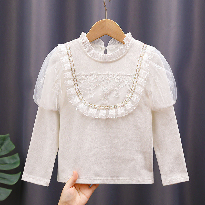 Mädchen T-Shirt mit eleganten Tüllärmeln und Rüschendetails Drune
