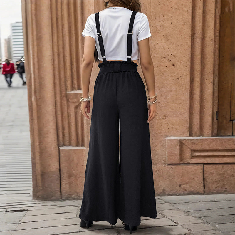 Damen stylischer Jumpsuit mit verstellbaren Trägern und elegantem Taillenband Drune