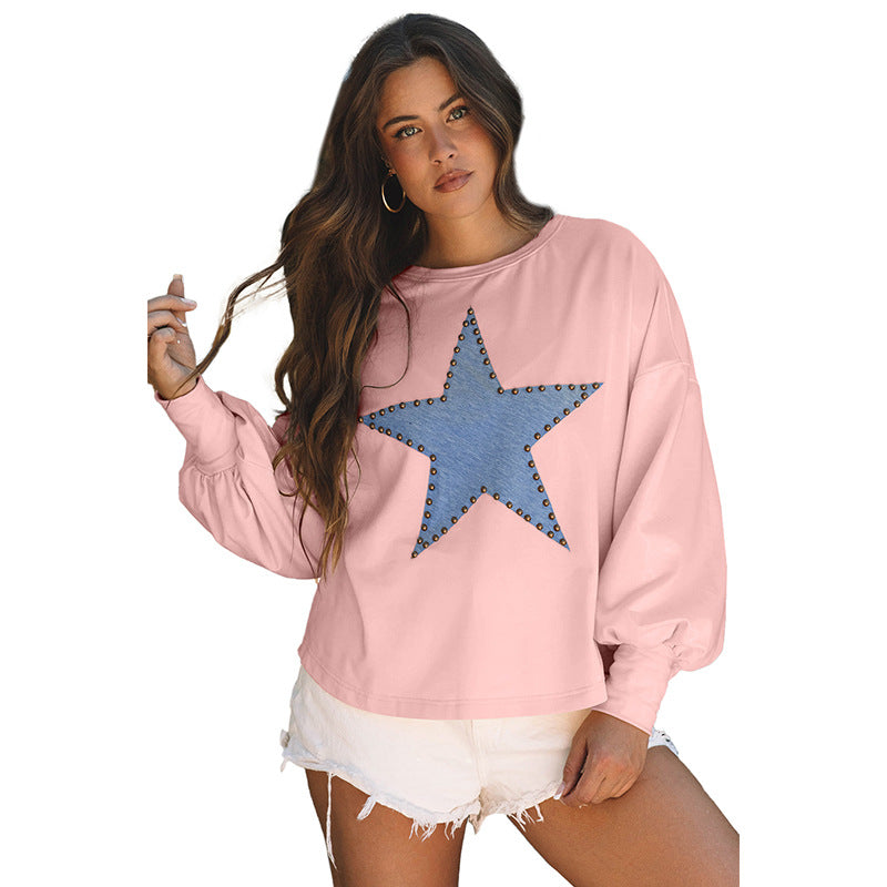 Drune | Sweatshirt - Lockerer Schnitt - Sternchen Detail - Weiches Baumwollgefühl - Lange Ärmel