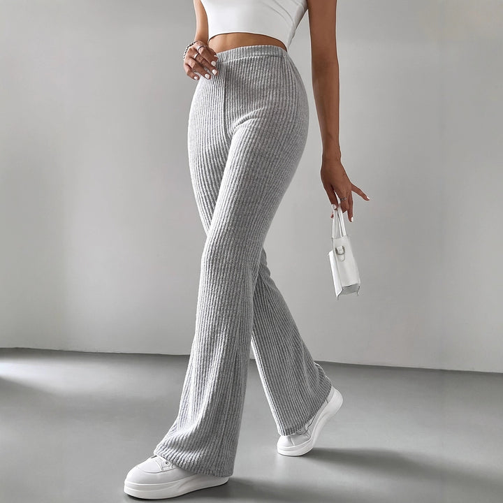 Damen Strickhose mit weitem Bein und Rippstruktur Drune