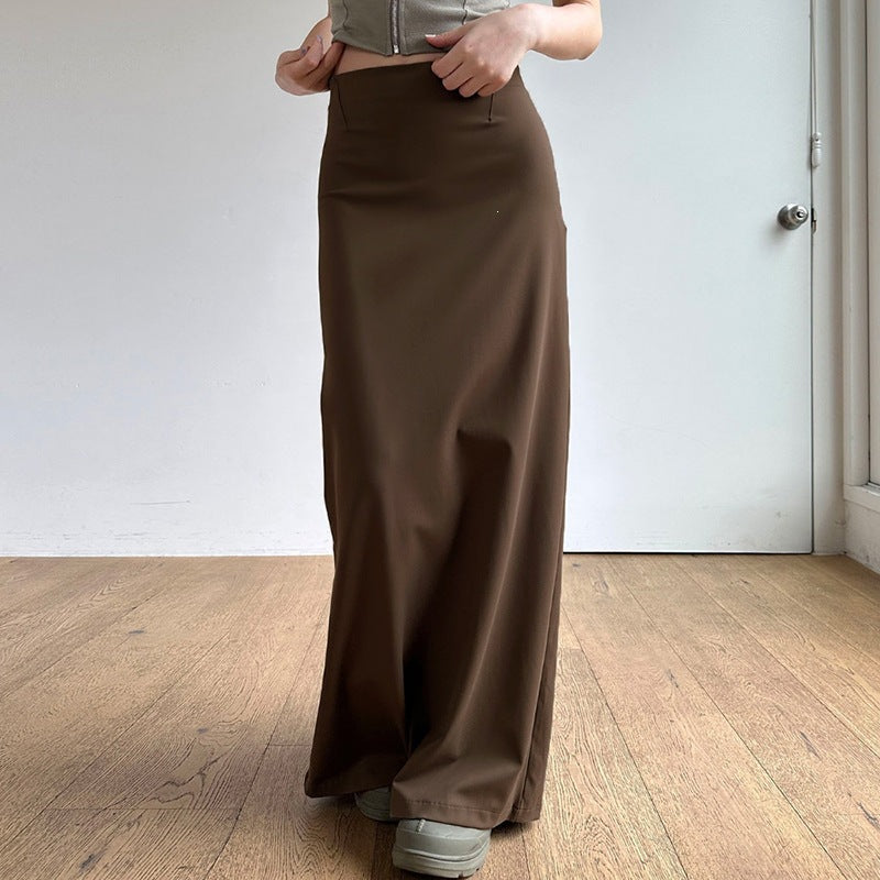 Damen Eleganter Midi-Rock mit seitlichem Schlitz und elastischem Bund Drune