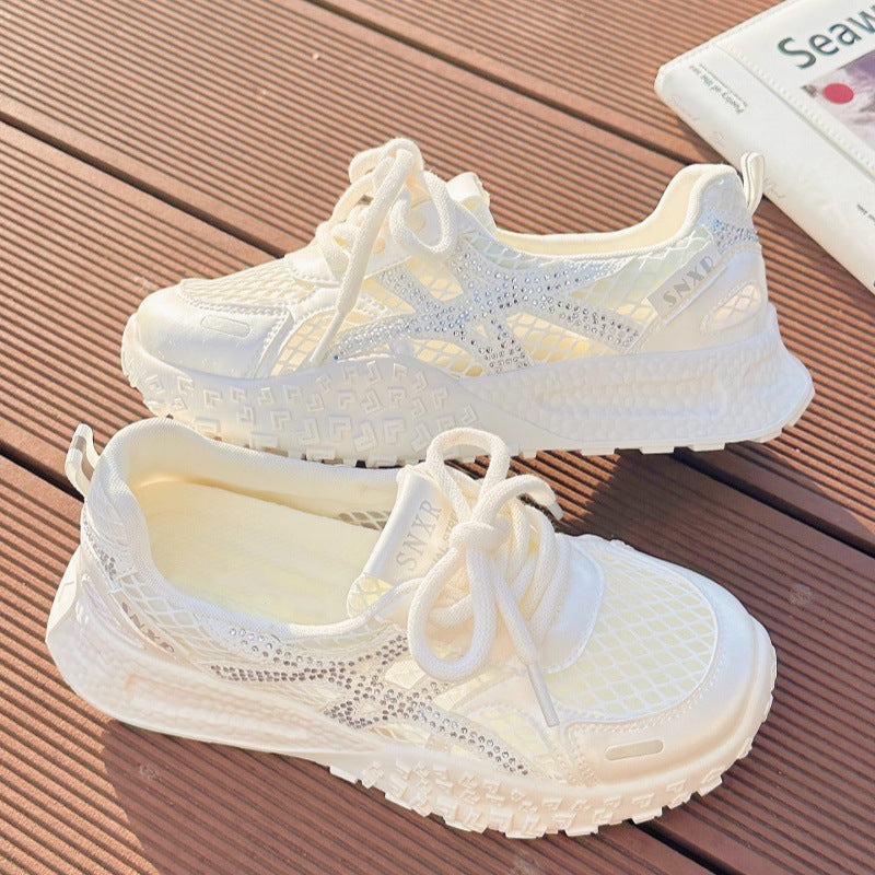 Damen Sportliche Sneaker mit atmungsaktivem Netzdesign und funkelnden Akzenten Drune