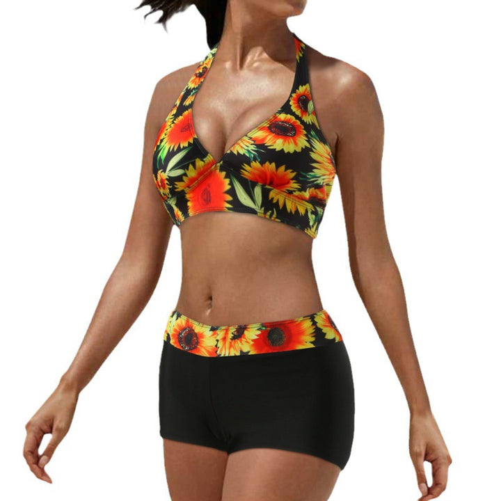 Damen Sportliches Bikini-Set mit auffälliger Streifenmusterung und bequemen Shorts Drune