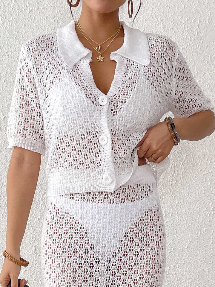 Damen lässiger Häkel-Overal mit Knopfdesign Drune