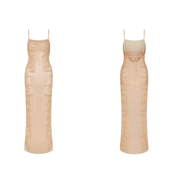 Damen Glitzerndes Strick-Maxi-Kleid Drune