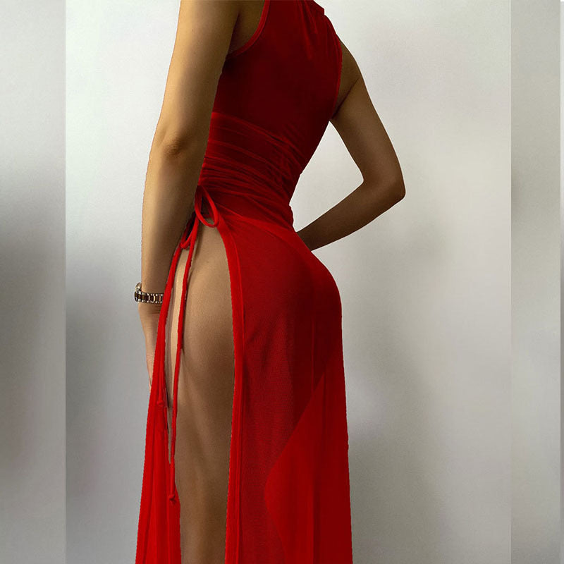 Damen Strandkleid mit asymmetrischem Wickeldesign Drune