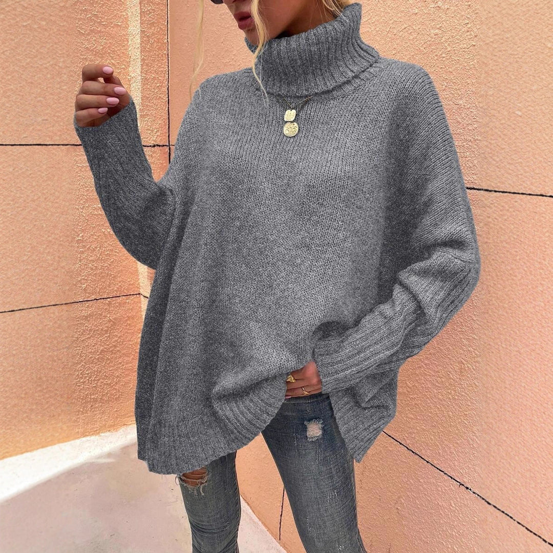 Damen Großer Kuschelpullover mit Rollkragen und Rippdetails Drune