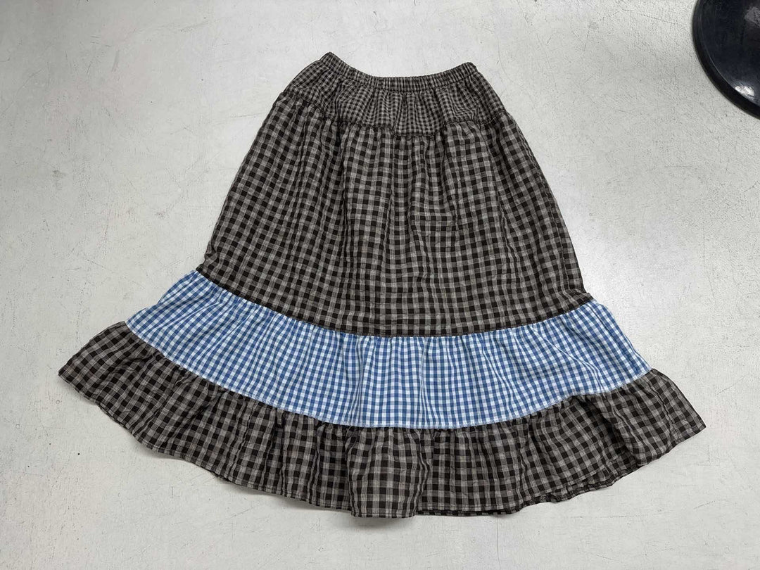 Damen Rock mit voluminösem Rüschensaum und kariertem Design Drune