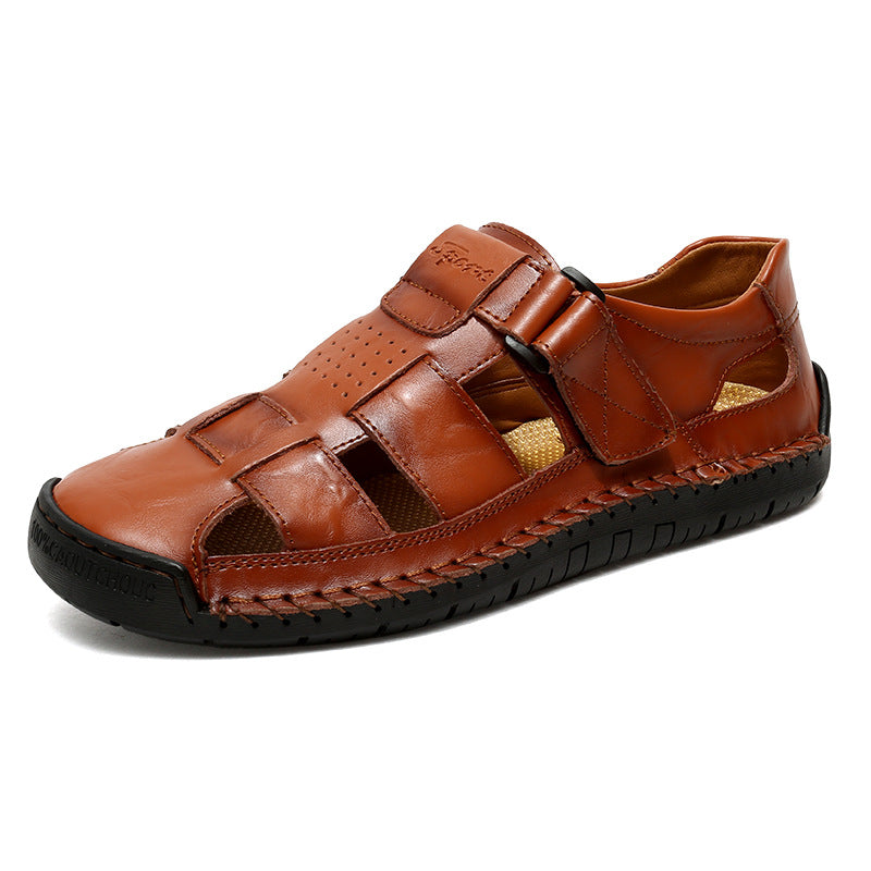 Herren Bequeme Leder-Sandalen mit verstellbarem Riemen Drune