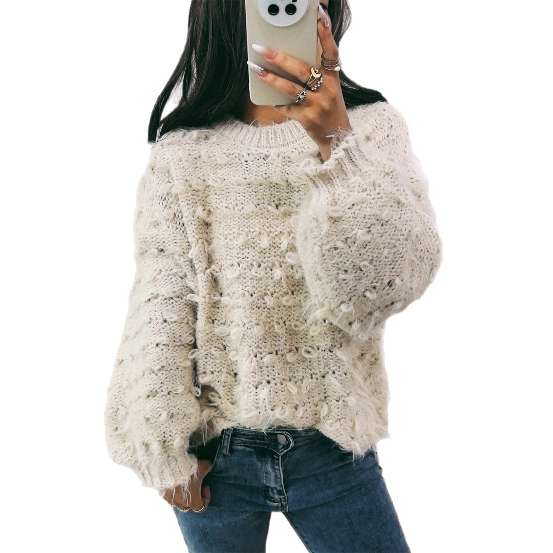 Damen lässiger Oversized-Pullover aus strukturiertem Material mit einzigartigem Design Drune