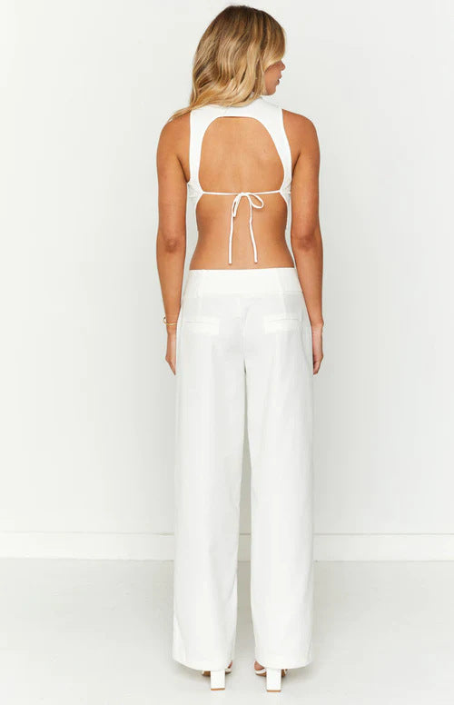 Damen Cropped-Oberteil mit Rippstruktur und modischem Stehkragen Drune