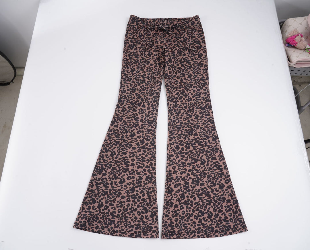 Damen Flared Leopardenmuster Hose Drune