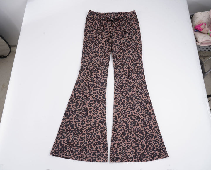 Damen Flared Leopardenmuster Hose Drune