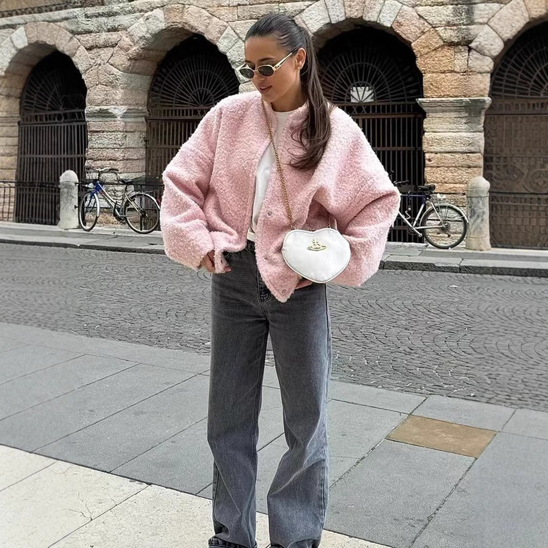 Damen Wolljacke im modernen Teddy-Stil Drune