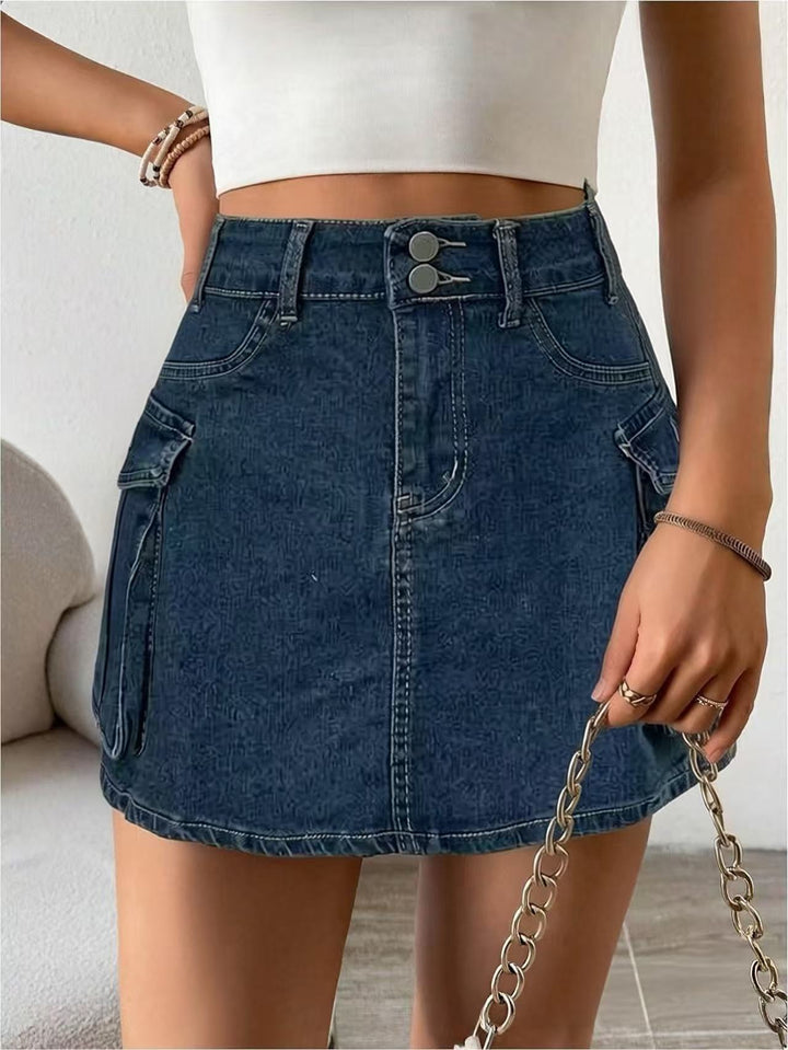 Damen Denim-Minirock mit aufgesetzten Taschen und modernen Details Drune