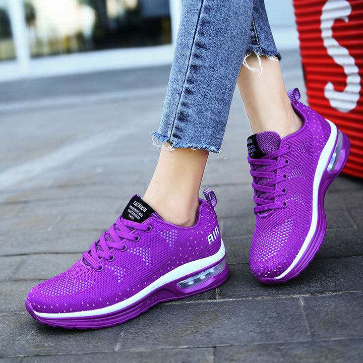 Damen nan urbaner Strick-Sneaker mit perforiertem Strickgewebe, Dämpfer-Fersenkapsel und federnder Leichtsohle Drune