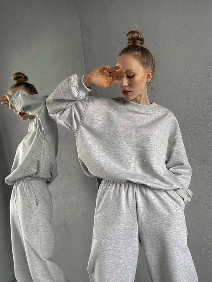 Damen gemütlicher Sweatanzug mit elastischem Bund und bequemer Passform Drune