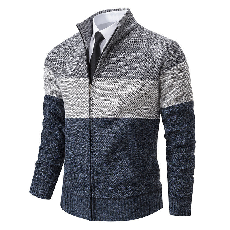 Herren modische Strickjacke mit strukturiertem Farbblockdesign Drune