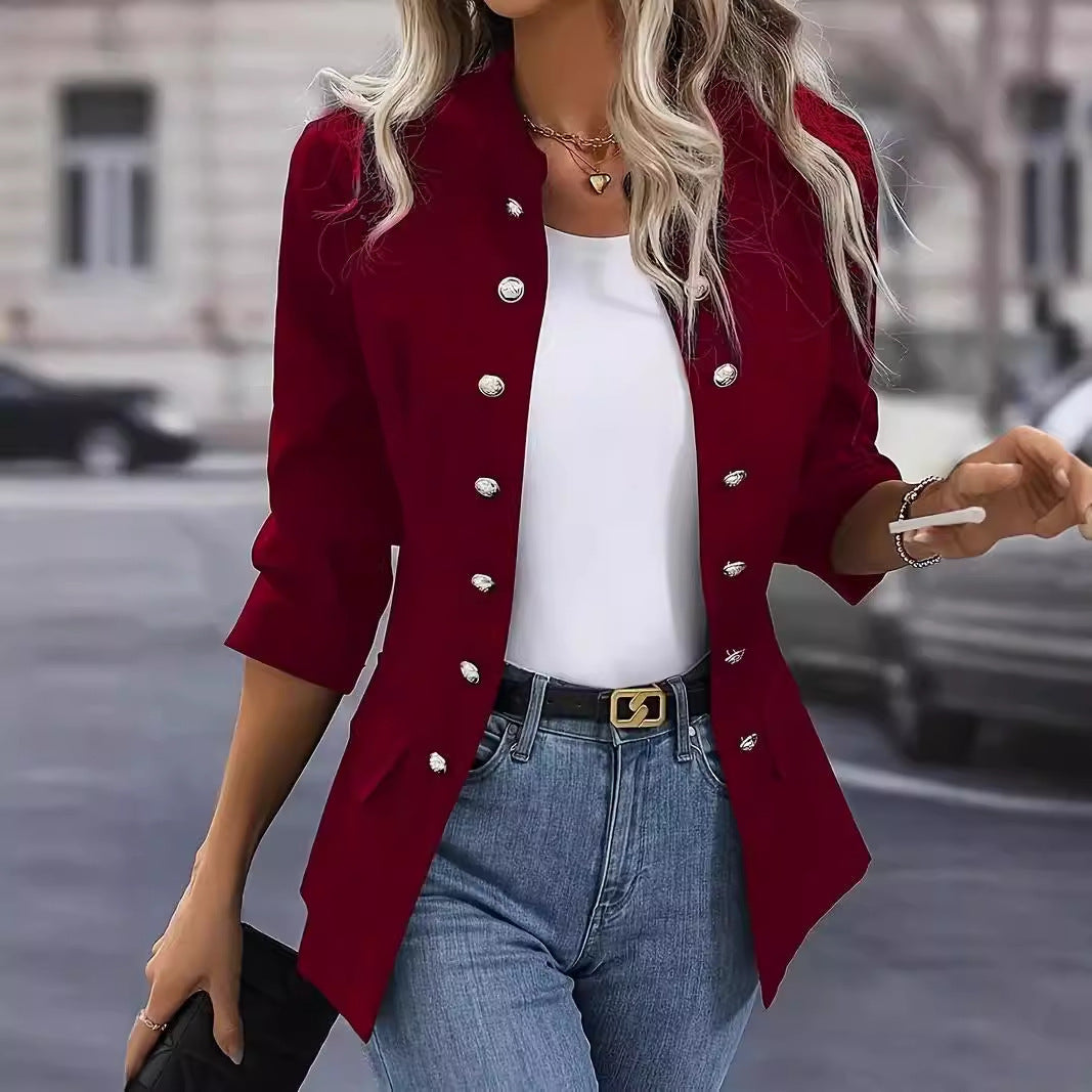 Damen Modischer Blazer mit Knopfdetails Drune