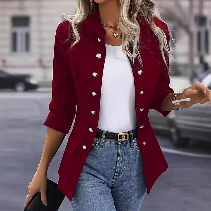 Damen Modischer Blazer mit Knopfdetails Drune