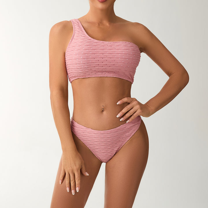 Damen Einseitiger Bandeau-Bikini mit strukturierter Oberfläche Drune