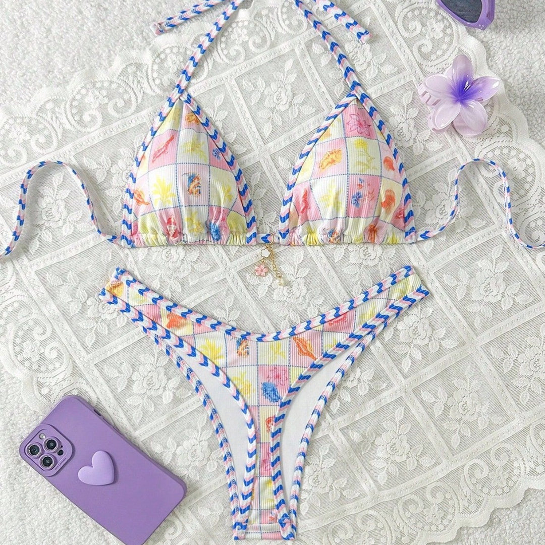 Damen Triangel-Bikini mit verspieltem Karomuster Drune