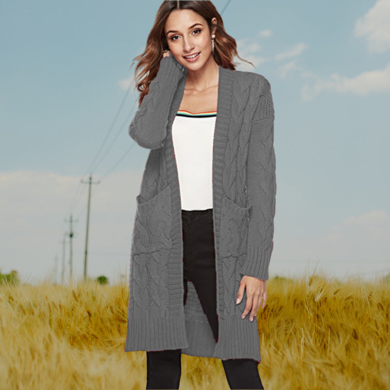 Damen Strickjacke mit langen Ärmeln und gezopften Details Drune
