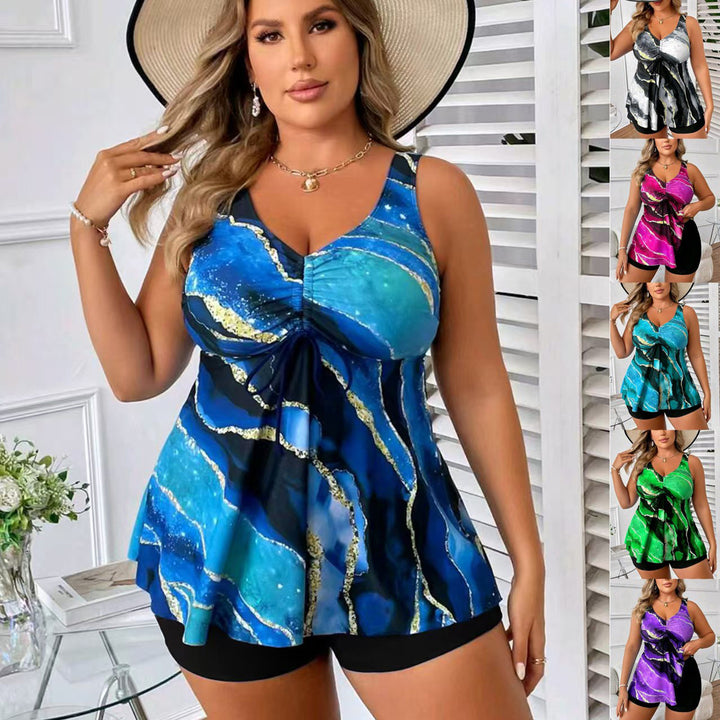 Damen Tankini-Top mit Seitenschleife und modischem Muster Drune
