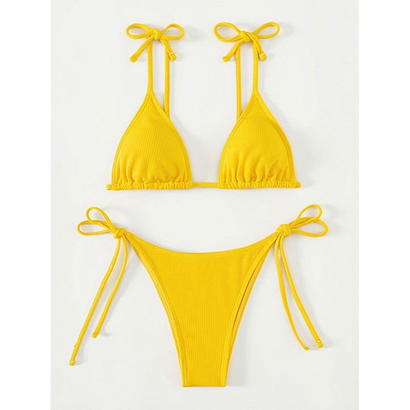 Damen Triangel-Bikini-Set mit verstellbaren Bindebändern und strukturiertem Obermaterial Drune