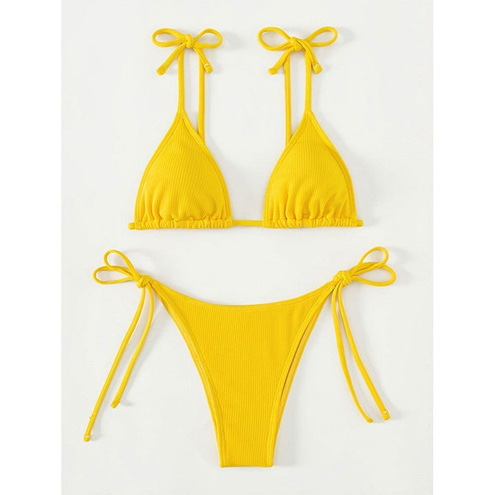 Damen Triangel-Bikini-Set mit verstellbaren Bindebändern und strukturiertem Obermaterial Drune