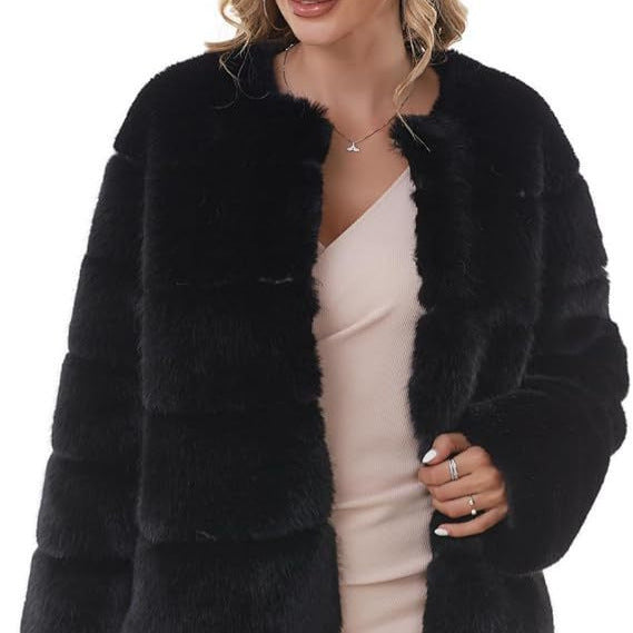 Damen Modischer Kunstfell-Jacke mit strukturiertem Design Drune