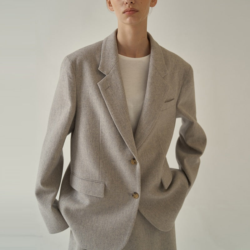Damen eleganter Kastenblazer aus hochwertigem Stoff Drune